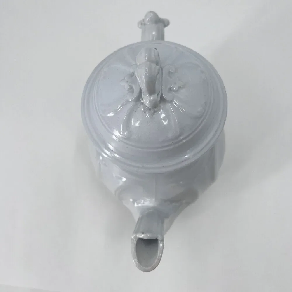 Antique Victorian White Ironstone China Teapot Cottage Farmhouse Decor